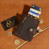 Minimalistinė Moderni Lietuviška odinė piniginė su RFID iššokančių kortelių dėklu su Vyčiu, Maža Lietuviška piniginė Rfid su Vyčiu, mažos piniginės RFID su iššokančiomis kortelėmis